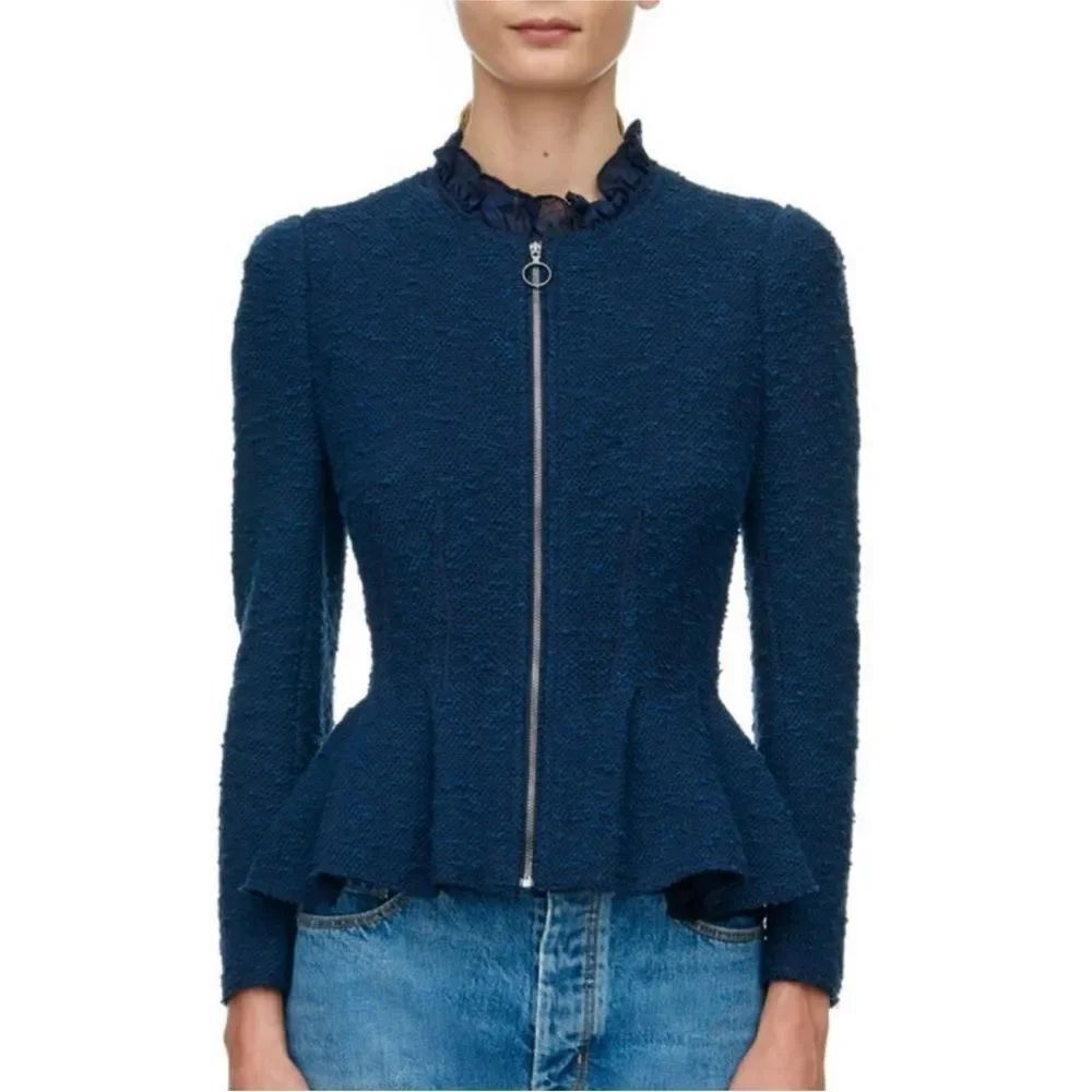 Rebecca Taylor Boucle Tweed Navy Jacket